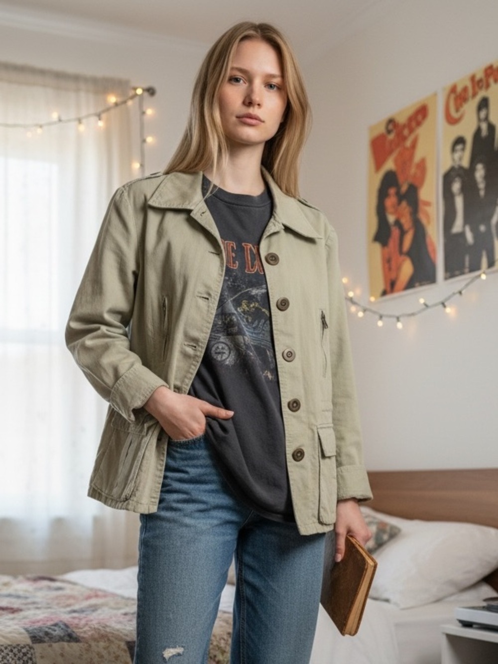 Vintage Utility Jacket in Light Khaki